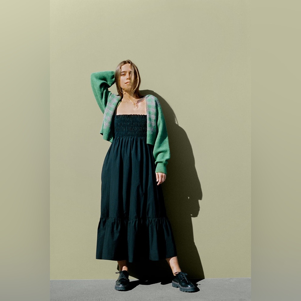 Ciao Lucia Small Umbria Black Smocked Midi Dress - Picture 1 of 10